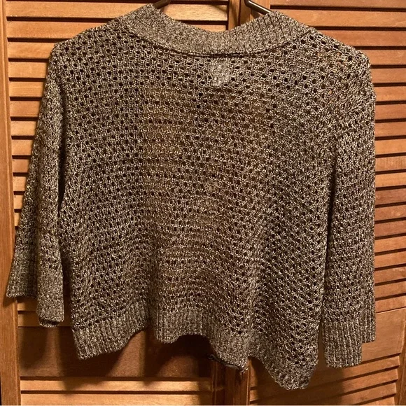 Marisa Christina Woman Brown & Beige Knit Shrug with Gold Glitter Sequins - Picture 10 of 12